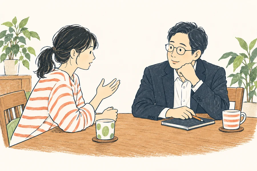 漠然としたお金の悩みをFPに話す女性